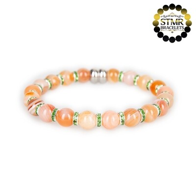 Agate (Botswana) Bracelet / Peridot-Silver / 8mm Natural Stones