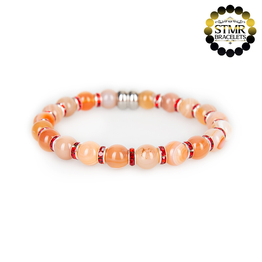 Agate (Botswana) Bracelet / Siam-Silver / 8mm Natural Stones