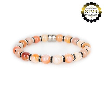 Agate (Botswana) Bracelet / Jet-Silver / 8mm Natural Stones