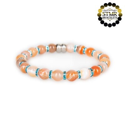 Agate (Botswana) Bracelet / Aquamarine-Silver / 8mm Natural Stones