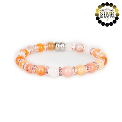 Agate (Botswana) Bracelet / Rose-Silver / 8mm Natural Stones