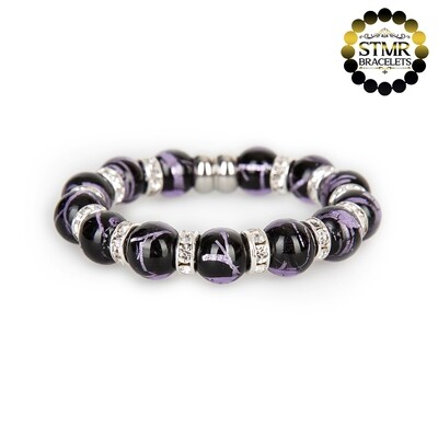 Lampwork Bracelet (foiled) / Crystal-Silver / 10mm Pearls