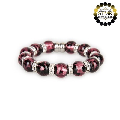 Lampwork Bracelet (foiled) / Crystal-Silver / 10mm Pearls