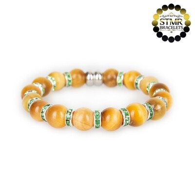 Tiger Eye Bracelet (golden yellow) / Peridot-Silver / 10mm Natural Stones
