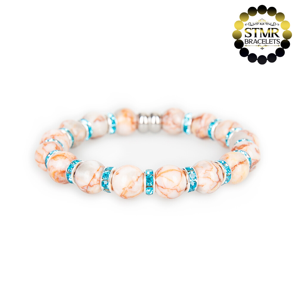 Netstone Bracelet / Aquamarine-Silver / 10mm Natural Stones