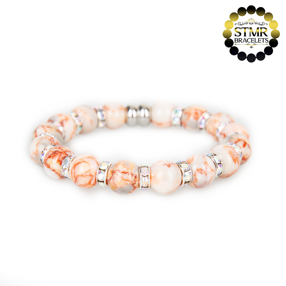 Netstone Bracelet / Crystal AB-Silver / 10mm Natural Stones