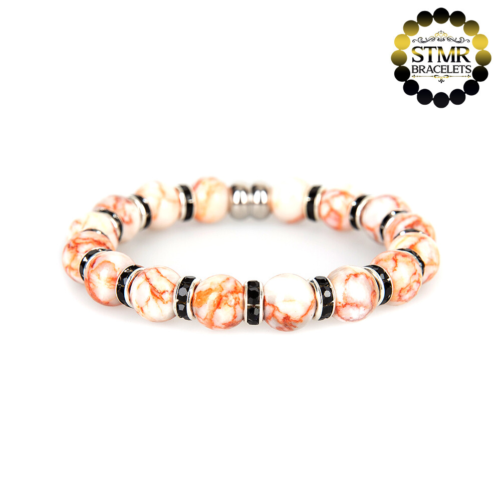 Netstone Bracelet / Jet-Silver / 10mm Natural Stones