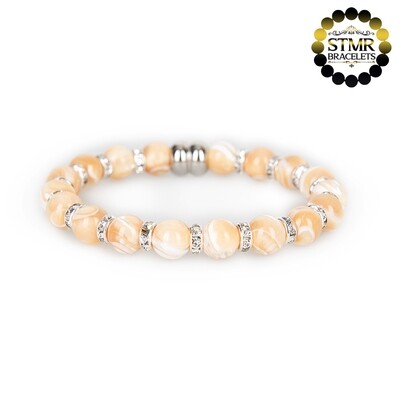 Shell Perl Bracelet (biscuit) / Crystal-Silver / 8mm Pearls