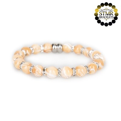 Shell Pearl Bracelet (biscuit) / Aquamarine-Silver / 8mm Pearls