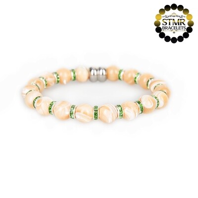 Shell Pearl Bracelet (biscuit) / Peridot-Silver / 8mm Pearls