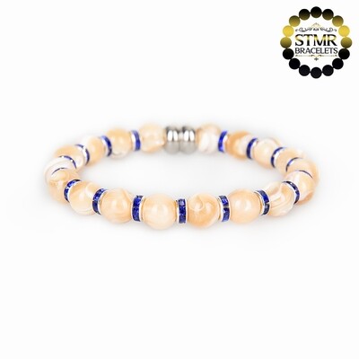 Shell Pearl Bracelet (biscuit) / Sapphire-Silver / 8mm Pearls