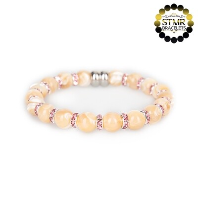 Shell Pearl Bracelet (biscuit) / Rose-Silver / 8mm Pearls