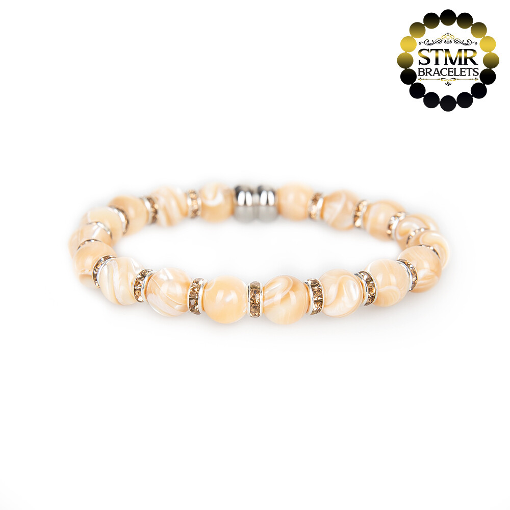 Shell Pearl Bracelet (biscuit) / Topaz-Silver / 8mm Pearls