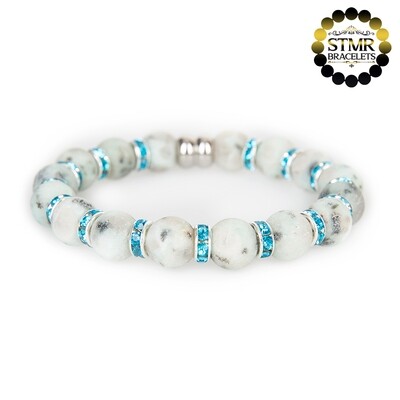 Jasper Bracelet / Aquamarine-Silver / 10mm Natural Stones