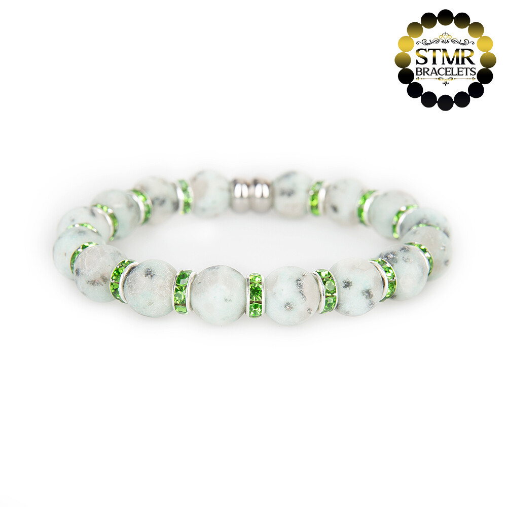 Jasper Bracelet / Peridot-Silver / 10mm Natural Stones