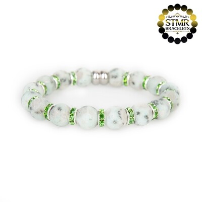 Jasper Bracelet / Peridot-Silver / 10mm Natural Stones