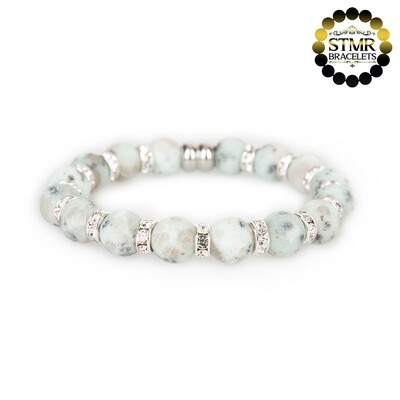Jasper Bracelet / Crystal-Silver / 10mm Natural Stones
