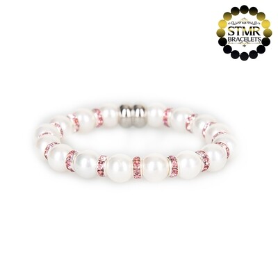 Shell Pearl Bracelet (white) / Topaz-Silver / 8mm Pearls