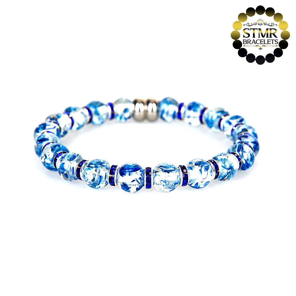 Resin Bracelet / Royal Blue + Sapphire-Silber / 6 or 8mm Pearls