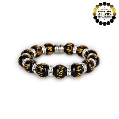 Obsidian Bracelet (Yoga) / Crystal-Silver / 10mm Natural Stones