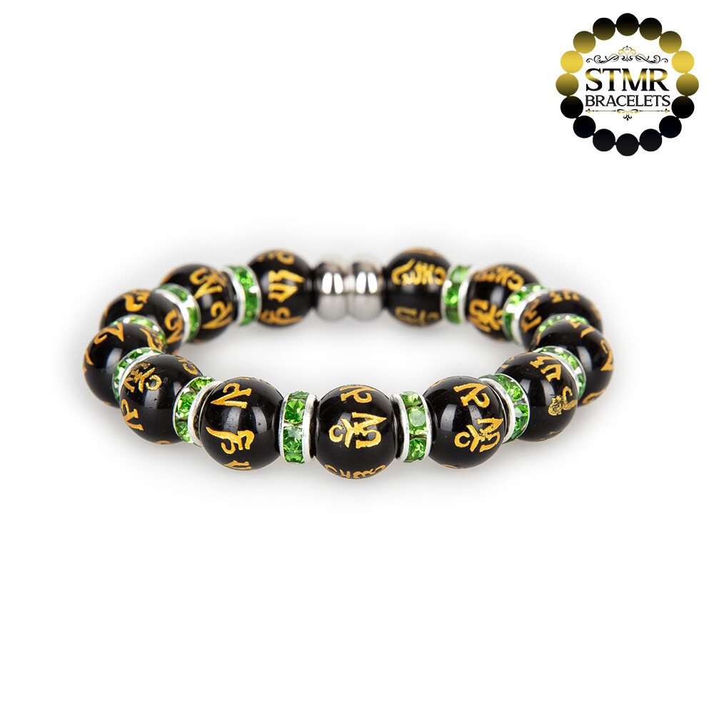 Obsidian Bracelet (Yoga) / Peridot-Silver / 10mm Natural Stones