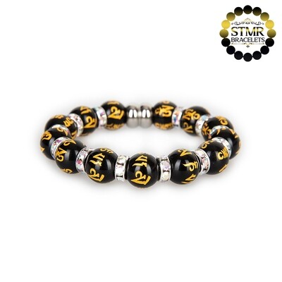 Obsidian Bracelet (Yoga) / Crystal AB-Silver / 10mm Natural Stones