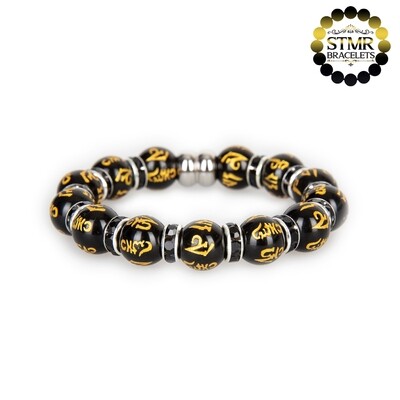 Obsidian Bracelet (Yoga) / Jet-Silver / 10mm Natural Stones