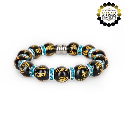 Obsidian Bracelet (Yoga) / Aquamarine-Silver / 10mm Natural Stones