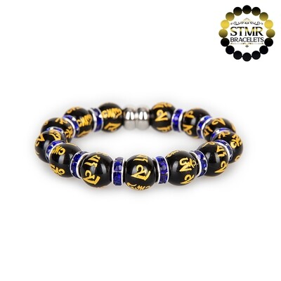 Obsidian Bracelet (Yoga) / Sapphire-Silver / 10mm Natural Stones