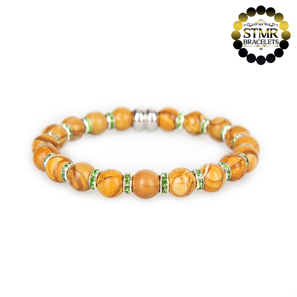 Jasper Bracelet (ocher brown) / Peridot-Silver / 8mm Natural Stones