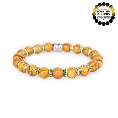 Jasper Bracelet (ocher brown) / Peridot-Silver / 8mm Natural Stones