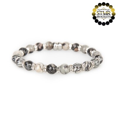 Netstone Bracelet / Crystal-Silver / 8mm Natural Stones