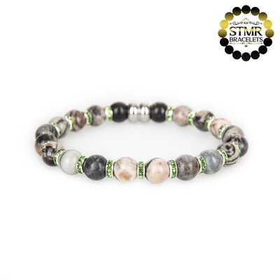 Netstone Bracelet / Peridot-Silver / 8mm Natural Stones