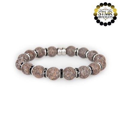 Obsidian Bracelet / Jet-Silver / 10mm Natural Stones
