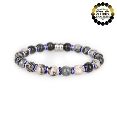 Netstone Bracelet / Sapphire-Silver / 8mm Natural Stones