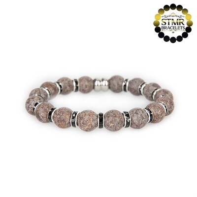 Obsidian Bracelet / Crystal AB-Silver / 10mm Natural Stones