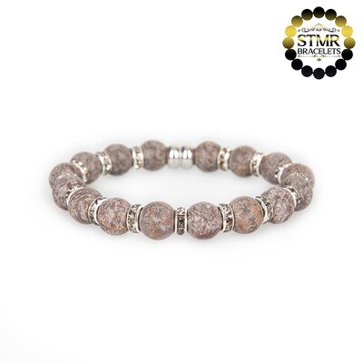 Obsidian Bracelet / Dark Diamond-Silver / 10mm Natural Stones