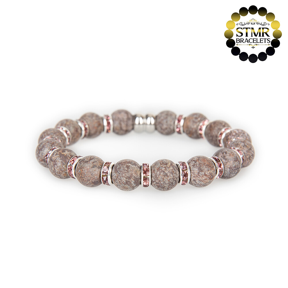 Obsidian Bracelet / Amethyst-Silver / 10mm Natural Stones