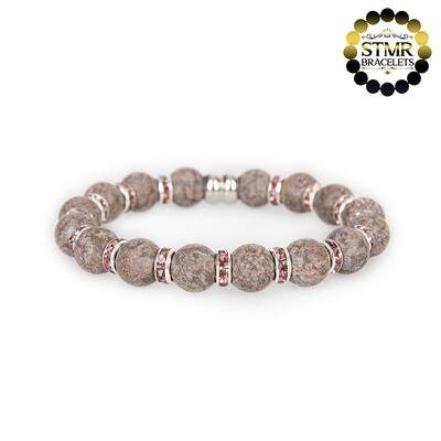 Obsidian Bracelet / Amethyst-Silver / 10mm Natural Stones
