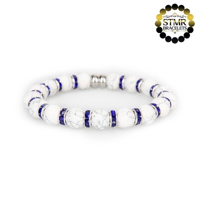 Howlite Bracelet / Sapphire-Silver / 10mm Natural Stones