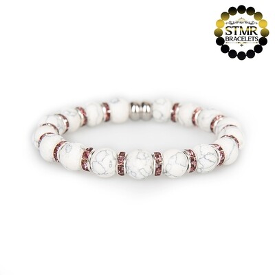 Howlite Bracelet / Amethyst-Silver / 10mm Natural Stones