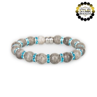 Maifanite Bracelet / Aquamarine-Silver / 10mm Natural Stones
