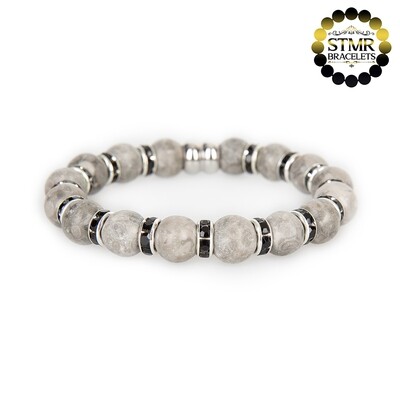 Maifanite Bracelet / Jet-Silver / 10mm Natural Stones