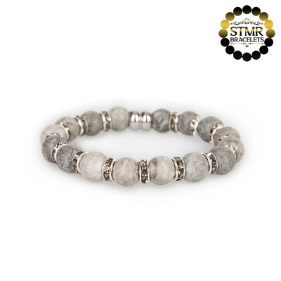 Maifanite Bracelet / Dark Diamond-Silver / 10mm Natural Stones