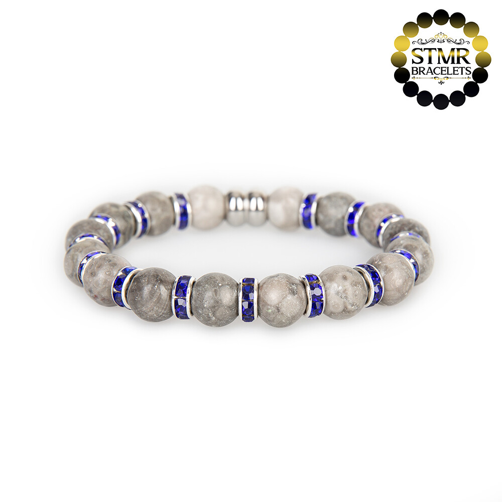 Maifanite Bracelet / Sapphire-Silver / 10mm Natural Stones
