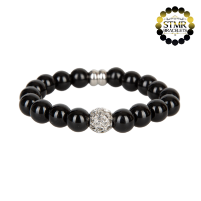 Obsidian Bracelet (hearts) / Silver / 10mm Natural Stones