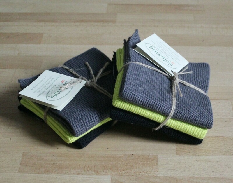 Asciugamani Ospite  in Cotone Grey/Lemon/Black 25x25cm - Set 3pz