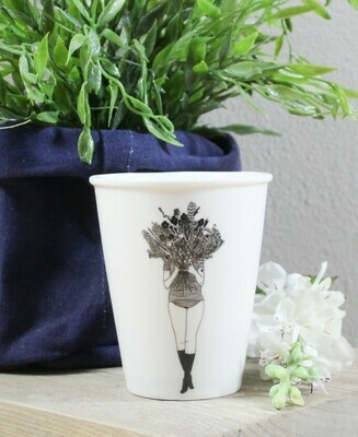 Tazza in porcellana bianca - FLOWER GIRL