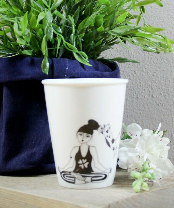 Tazza in porcellana bianca - ZEN WITH CATS