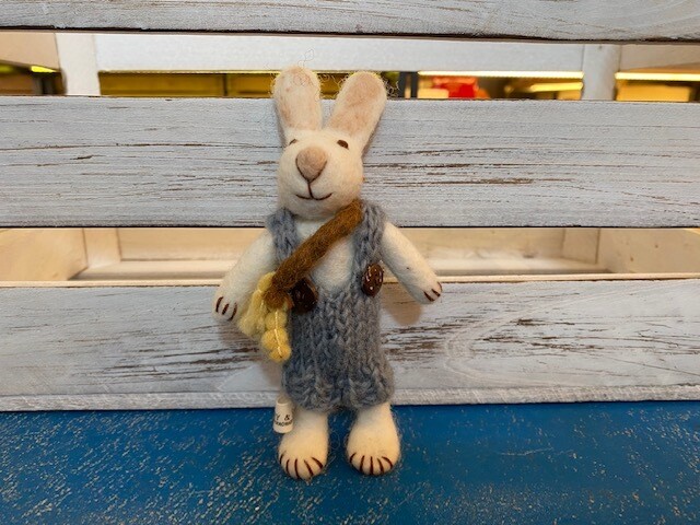 White Bunny with Pants and Bag 14cm